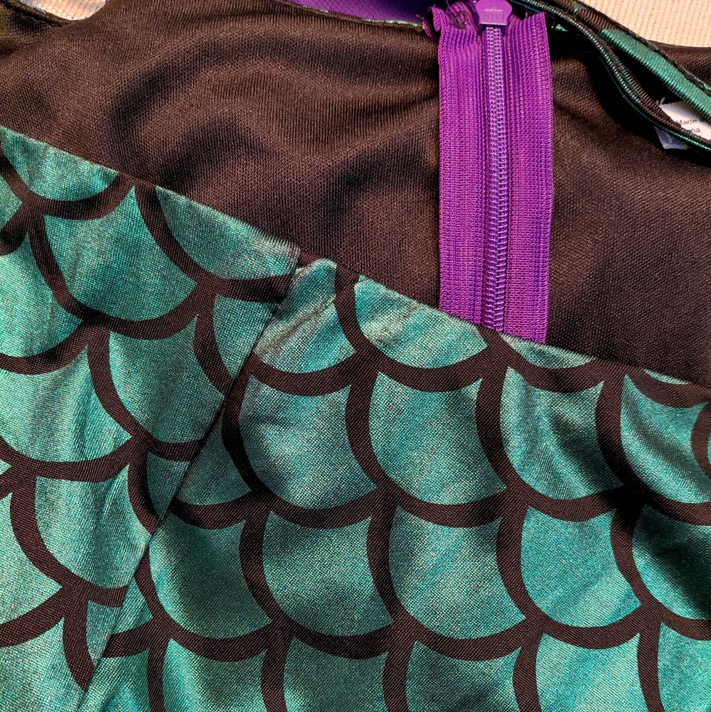 Rosegal Green Scale-Print Bodice with Purple High-Low Skirt Dress - Picture 10 of 11